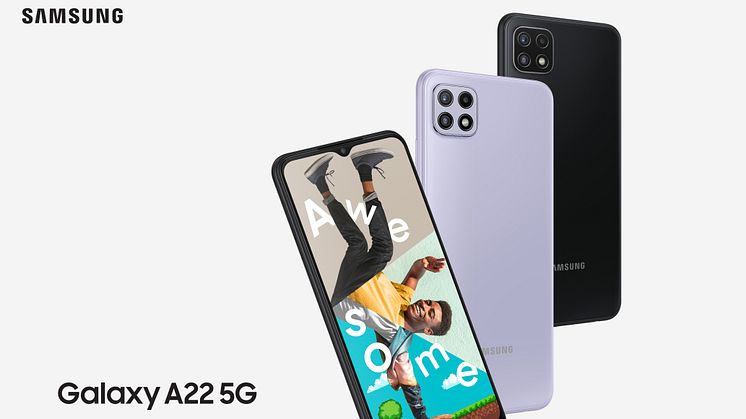 Høy skjermkvalitet: Galaxy A22 5G er en kraftfull mobil med avansert grafikk, som øker den visuelle opplevelsen ved streaming og gaming.