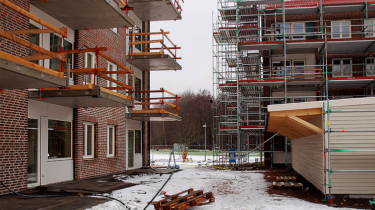 De två hyreshusen i centrala Örkelljunga - snart klara för inflyttning
