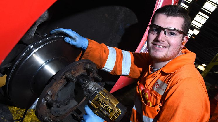 Nathan Smith, a second year engineering apprentice at Go North East's depot in Chester-le-Street