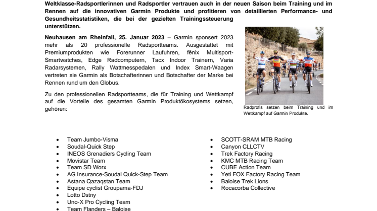 Garmin PM CH Pro Cycling Teams 2023