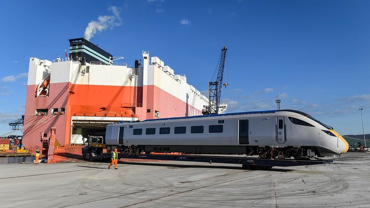 New Azuma trains arrive at UK port ahead of passenger services starting later this year