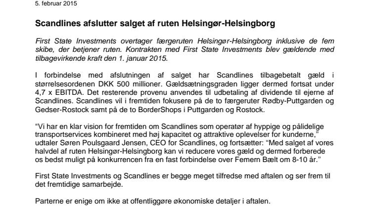 Scandlines afslutter salget af ruten Helsingør-Helsingborg 