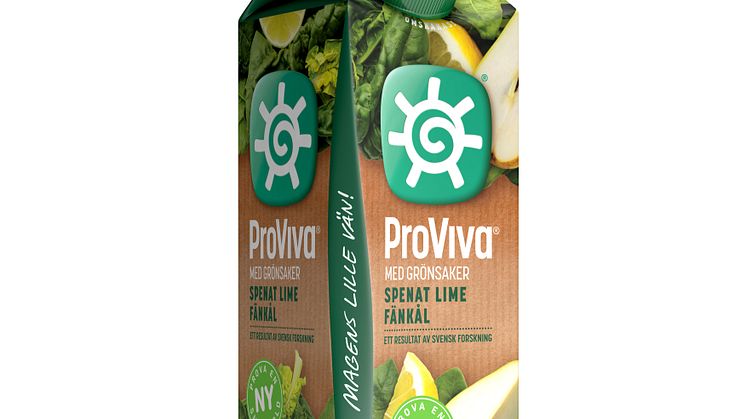 ProViva välkomnar nu ännu mer frukt och grönt i hyllan! - Prova nya fräscha smaken Spenat-Lime-Fänkål!