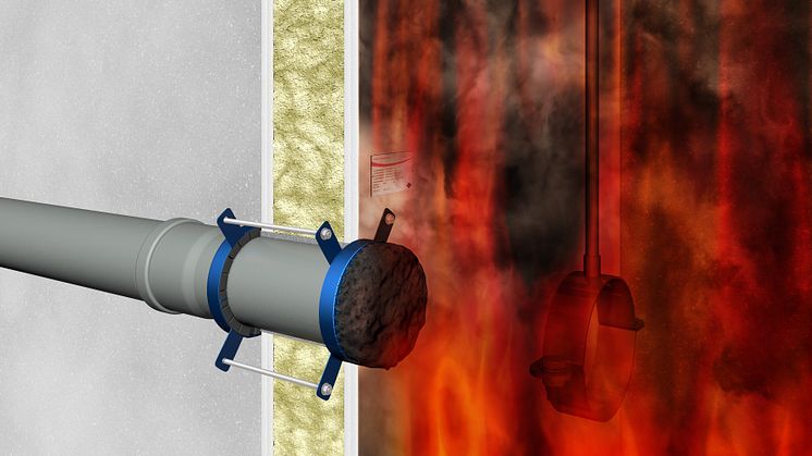 Wirkungsweise eine Brandschutzmanschette bei Feuereinwirkung - am Beispiel einer Curaflam XS Pro von DOYMA