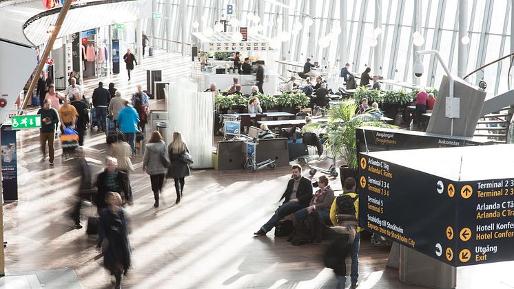 Resenärer i SkyCity på Stockholm Arlanda Airport. Foto: Daniel Blom