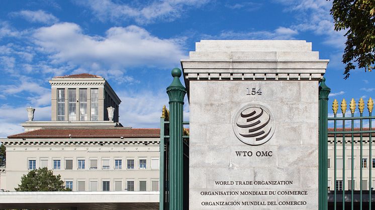 Entré till WTO:s huvudkontor i Genève. Foto: Unsplash