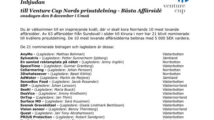 Venture Cup Nord - Norrlands mest lovande affärsidéer