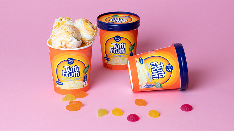 Nu lanserar vi en av svenskarnas favoritgodispåse i glassformat, Tutti Frutti!