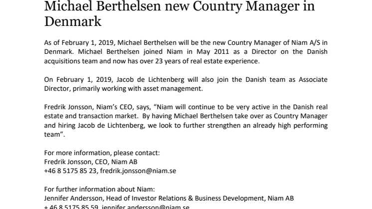 Michael Berthelsen new Country Manager in Denmark