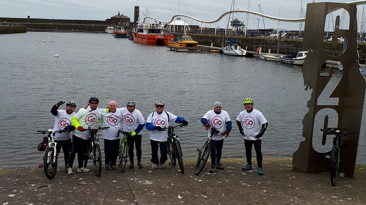 The Go North East cyclists at the start of the coast-to-coast
