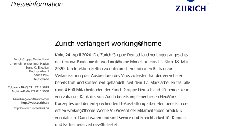 Zurich verlängert working@home  