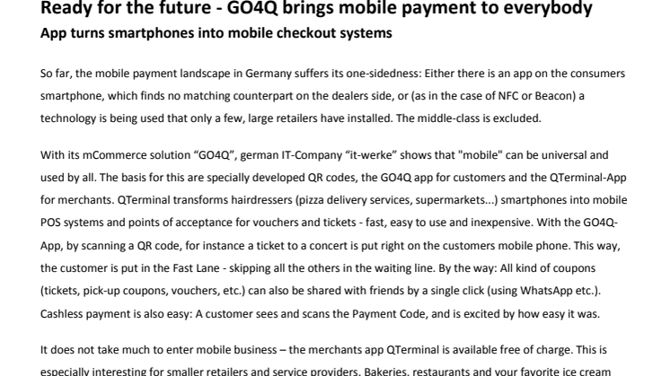 Ready for the future - GO4Q brings mobile payment to everybody