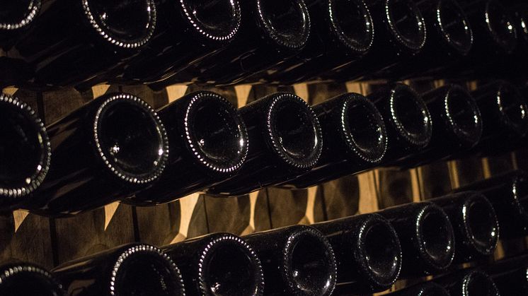 Esslingen: Sparkling wine bottles in the cellar