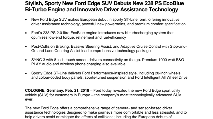 Ny Ford Edge er den mest avancerede SUV til dato