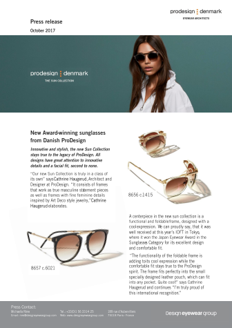New Award-Winning sunglasses from Danish ProDesign | Design Eyewear Group