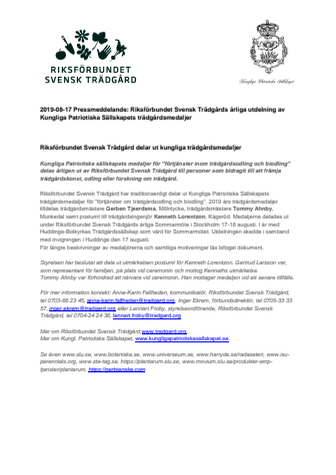 Riksförbundet Svensk Trädgård delar ut kungliga trädgårdsmedaljer