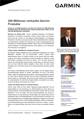 200 Millionen verkaufte Garmin Produkte 