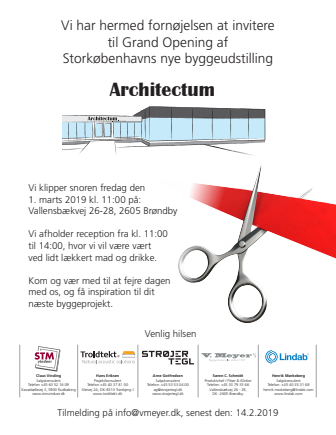 Indbydelse til Grand Opening af Storkøbenhavns nye byggeudstilling - Architectum