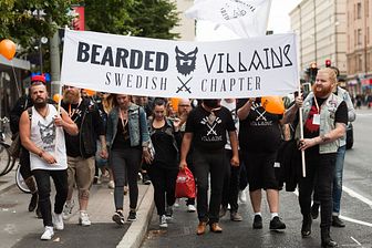 Skäggparad under World Beard Day i Stockholm
