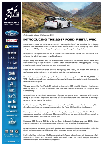 M-Sport introducerer den nye 2017 Ford Fiesta WRC  