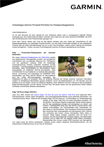 Garmin Produkt-Portfolio für Radsportbegeisterte