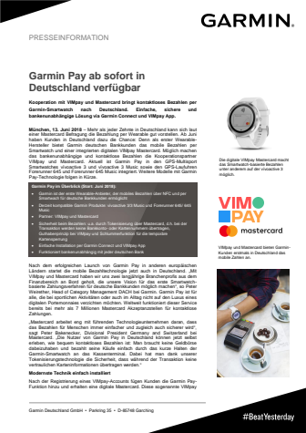 Garmin Pay ab sofort in Deutschland verfügbar