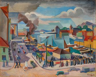 Nils Krantz: Fra Blomstertorget i Bergen (1932)