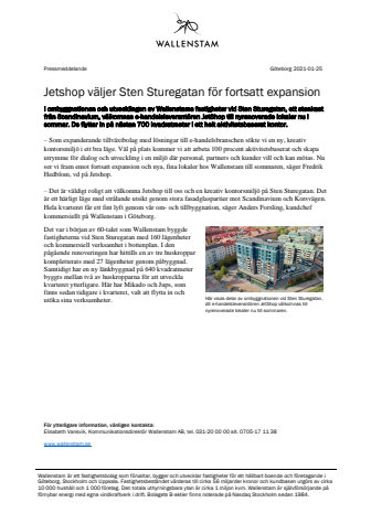 Jetshop väljer Sten Sturegatan för fortsatt expansion
