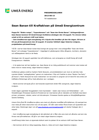Sean Banan till Kraftskivan på Umeå Energicentrum