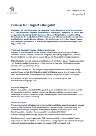 Premiär för Peugeot i Mongoliet
