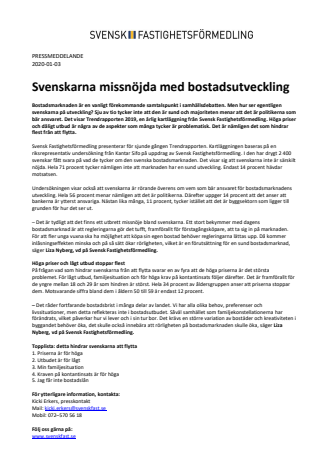 Svenskarna missnöjda med bostadsutveckling
