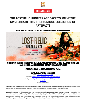 LOST RELIC HUNTERS RETURN TO THE HISTORY CHANNEL_NL_PERSBERICHT.pdf