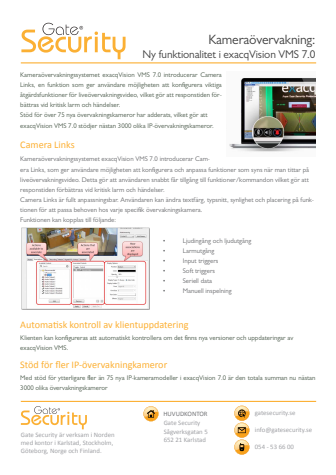 PDF: Kameraövervakning: Ny funktionalitet i exacqVision VMS 7.0