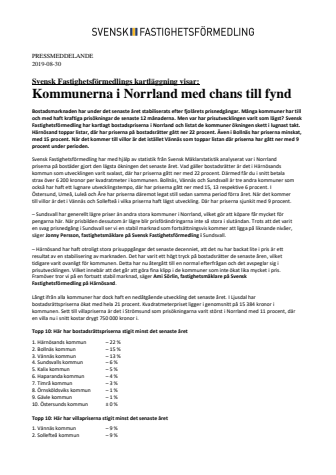 Svensk Fastighetsförmedlings kartläggning visar: Kommunerna i Norrland med chans till fynd 
