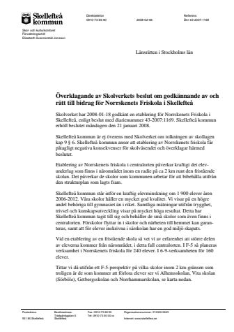 Skellefteå kommun överklagar Skolverkets beslut om etablering av friskola i Skellefteå