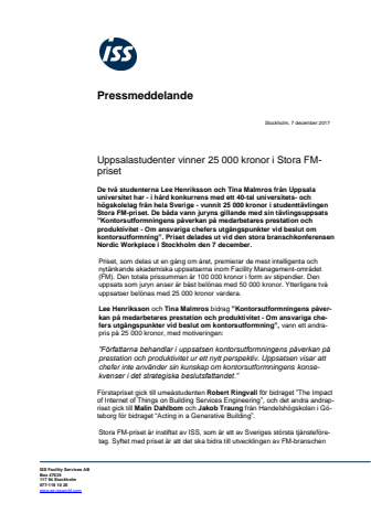 Uppsalastudenter vinner 25 000 kronor i Stora FM-priset 