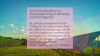 Solar Park Helsingborg vinner Swecos Hugopris 2017