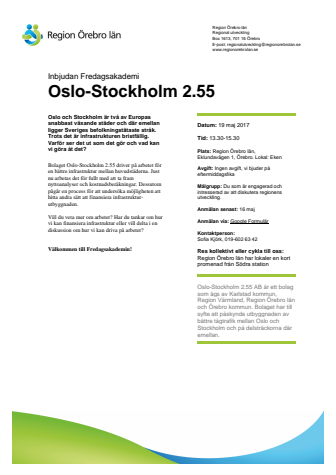 Fredagsakademi om Oslo-Sthlm