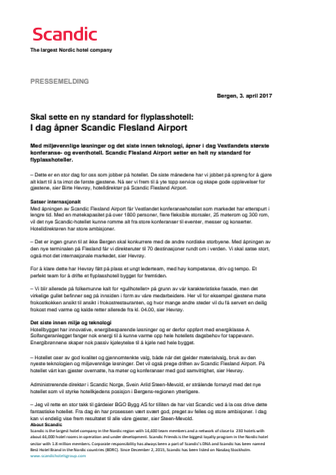 Setter en ny standard for flyplasshotell: I dag åpner Scandic Flesland Airport