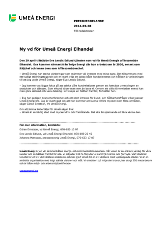 Ny vd för Umeå Energi Elhandel