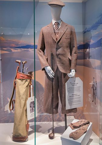 Golfkostym i ylle ur utställningen British så in i Norden på Nordiska museet