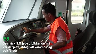Ahmed Osman gör praktik som lokförarelev på SJ Götalandståg