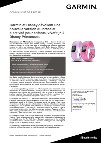 Garmin et Disney dévoilent une nouvelle version du bracelet d’activité pour enfants, vívofit jr. 2 Disney Princesses