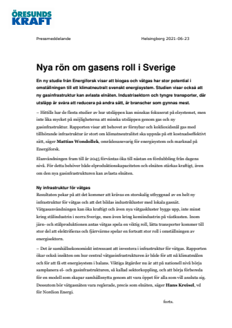 Nya rön om gasens roll i Sverige