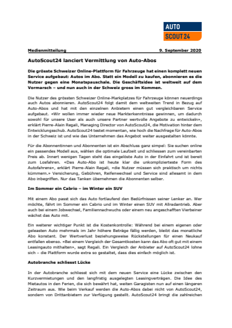 Medienmitteilung (PDF): Autoscout24 Autoabo