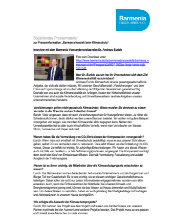Klimaneutralität: Interview mit dem Vorstandsvorsitzenden Dr. Andreas Eurich