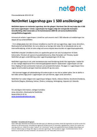 NetOnNet Lagershop gav 1 500 ansökningar