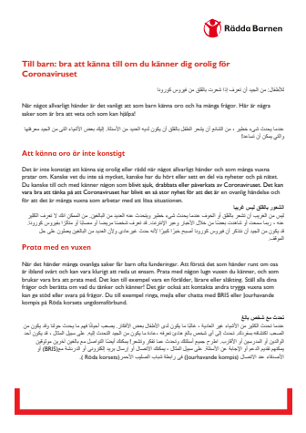Arabiska, riktat mot barn: bra att känna till om du känner dig orolig för Coronaviruset
