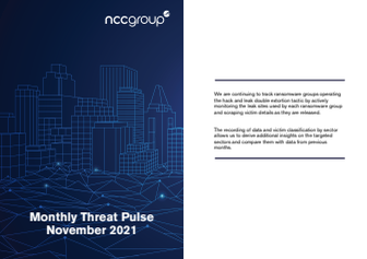 NCC Group Monthly Threat Pulse November 2021
