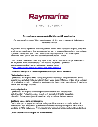 Raymarines Nye Annonserte LightHouse OS-oppdatering
